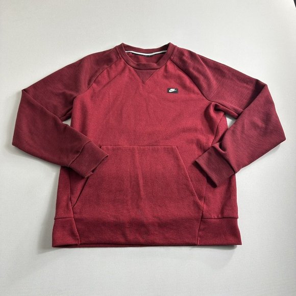 Nike Men's Crew Neck Sweatshirt Long-Sleeved Athletic Size Small Red Casual Logo - Picture 1 of 7